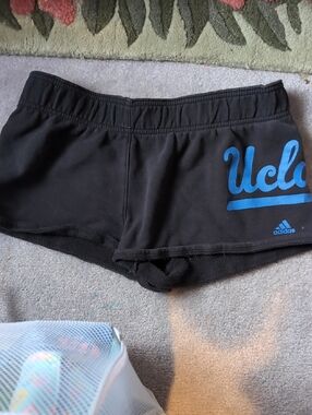 adidas Black UCLA Athletic Shorts with Blue Logo